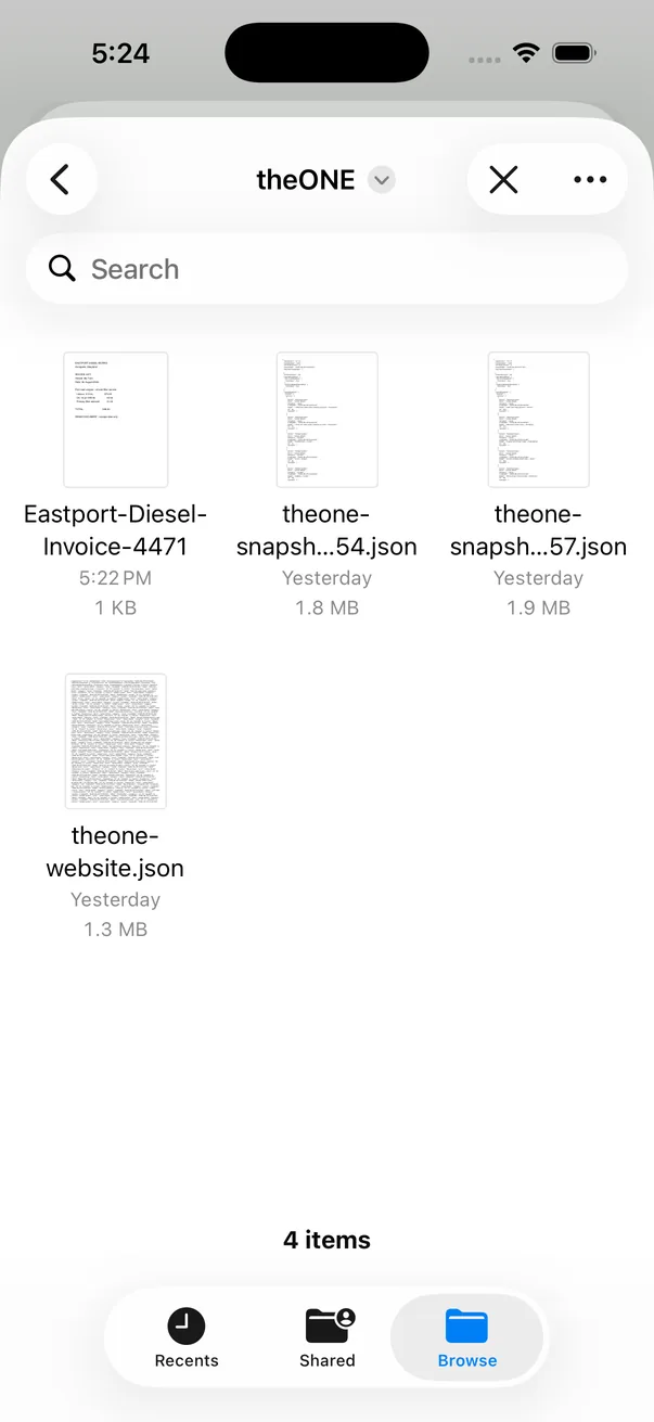 A PDF the yard emailed, straight in from Files &mdash; no printing, no photographing a screen.